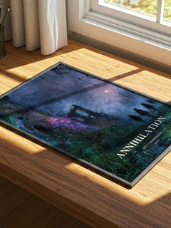 Annihilation watercolour book poster framed on wall – sci fi wall art