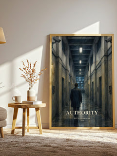 Authority watercolour print in frame leaning in hallway – sci fi wall art
