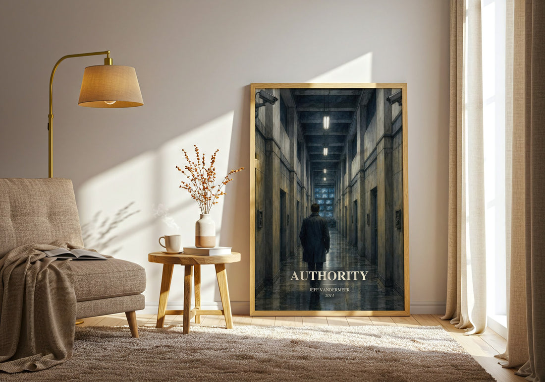 Authority watercolour print in frame leaning in hallway – sci fi wall art