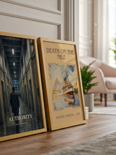 Authority watercolour print framed by window – literary home decor