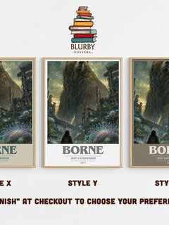 Borne book cover print in frame leaning in hallway – sci fi wall art