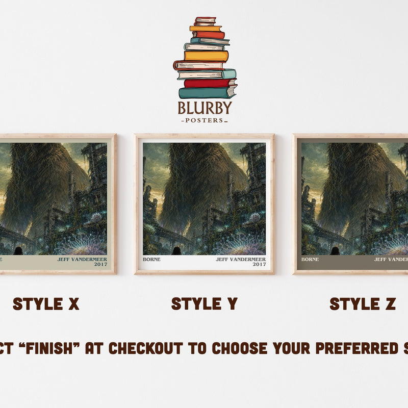 Borne literary print in frame leaning in hallway – sci fi wall art
