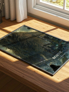Borne watercolour book poster framed on wall – sci fi wall art