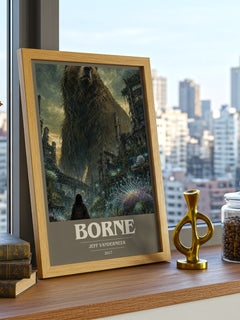 Borne book cover print framed by window – literary home decor