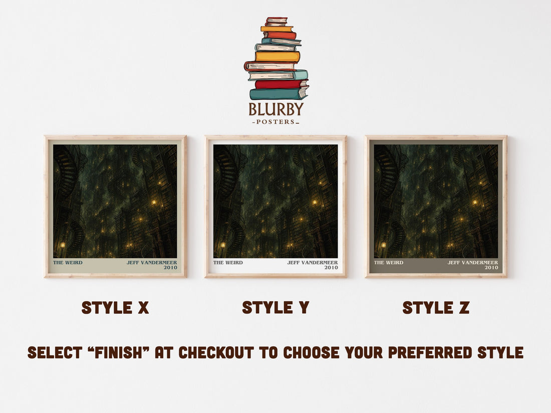 The Weird literary print in frame leaning in hallway – horror wall art (mockup)