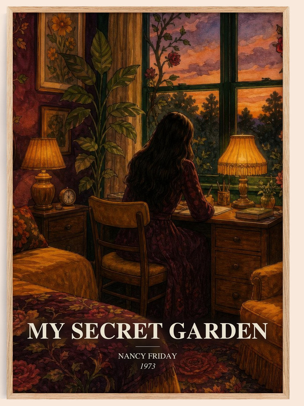 My Secret Garden watercolour book poster by Nancy Friday – framed literary art print