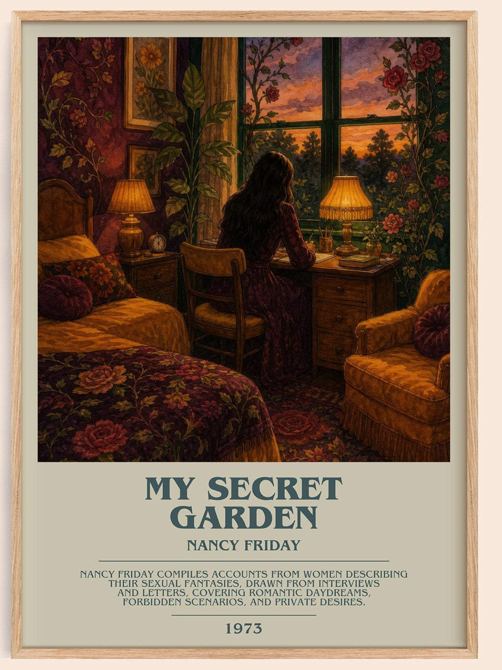 My Secret Garden bookish book poster by Nancy Friday – framed literary art print
