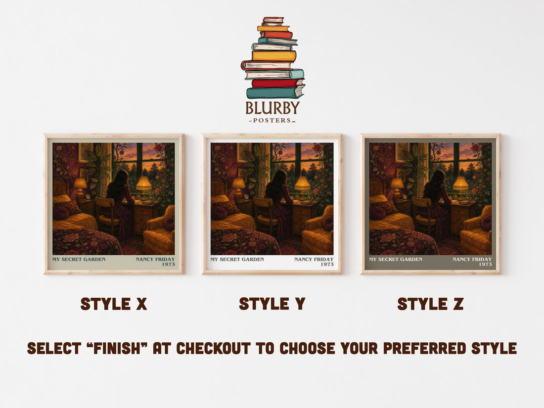 My Secret Garden literary print in frame leaning in hallway – non fiction wall art (mockup)