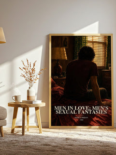 Men in Love: Men's Sexual Fantasies watercolour print in frame leaning in hallway – non fiction wall art