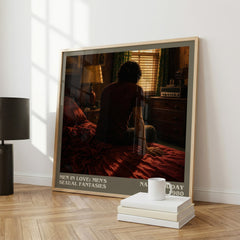 Men in Love: Men's Sexual Fantasies literary print framed by window – literary home decor