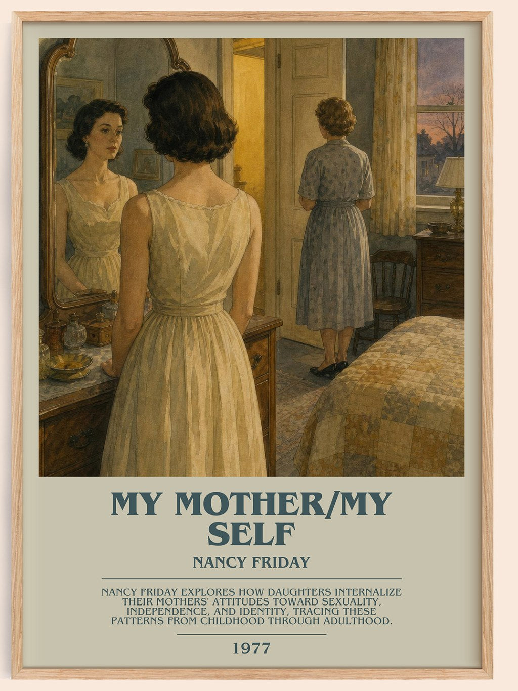 My Mother/My self bookish book poster by Nancy Friday – framed literary art print