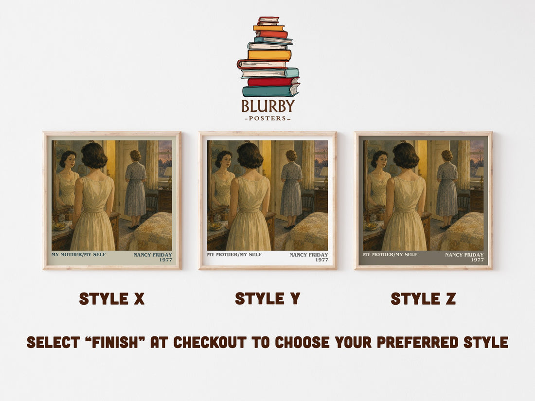 My Mother/My self literary print in frame leaning in hallway – non fiction wall art (mockup)