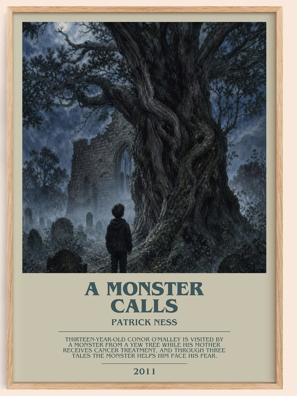 A Monster Calls bookish book poster by Patrick Ness – framed literary art print