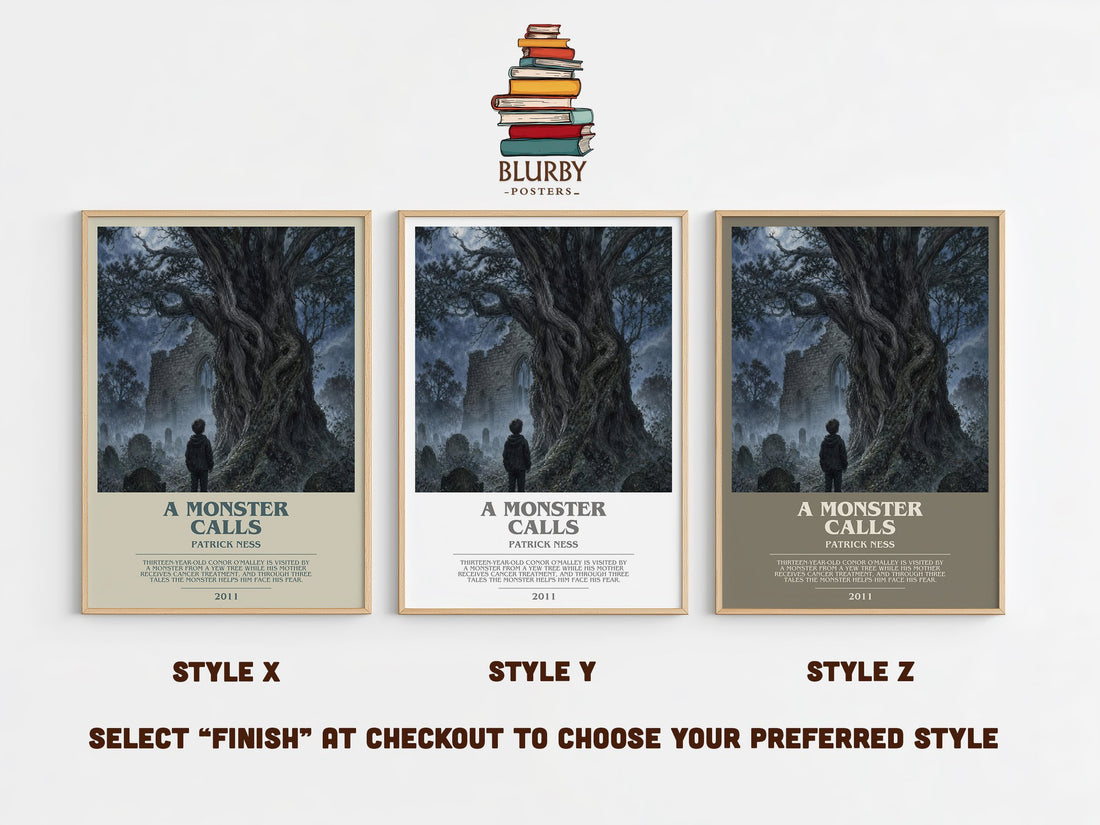 A Monster Calls bookish print in frame leaning in hallway – young adult wall art (mockup)