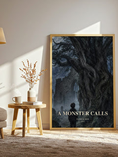 A Monster Calls watercolour print in frame leaning in hallway – young adult wall art
