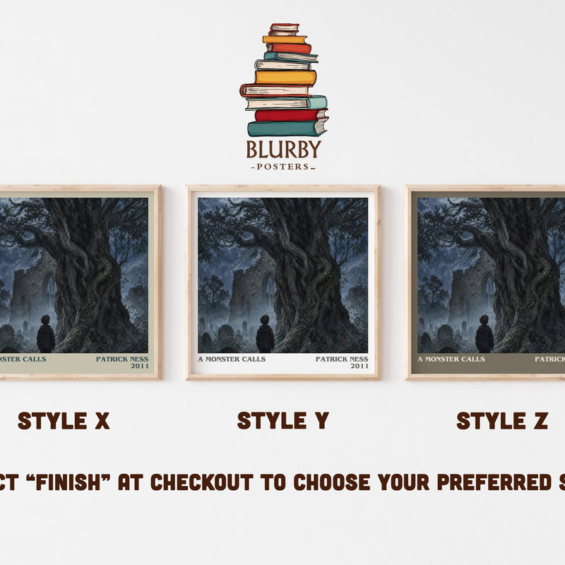 A Monster Calls literary print in frame leaning in hallway – young adult wall art