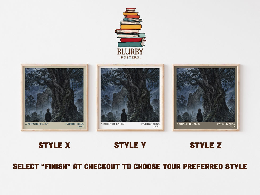 A Monster Calls literary print in frame leaning in hallway – young adult wall art (mockup)