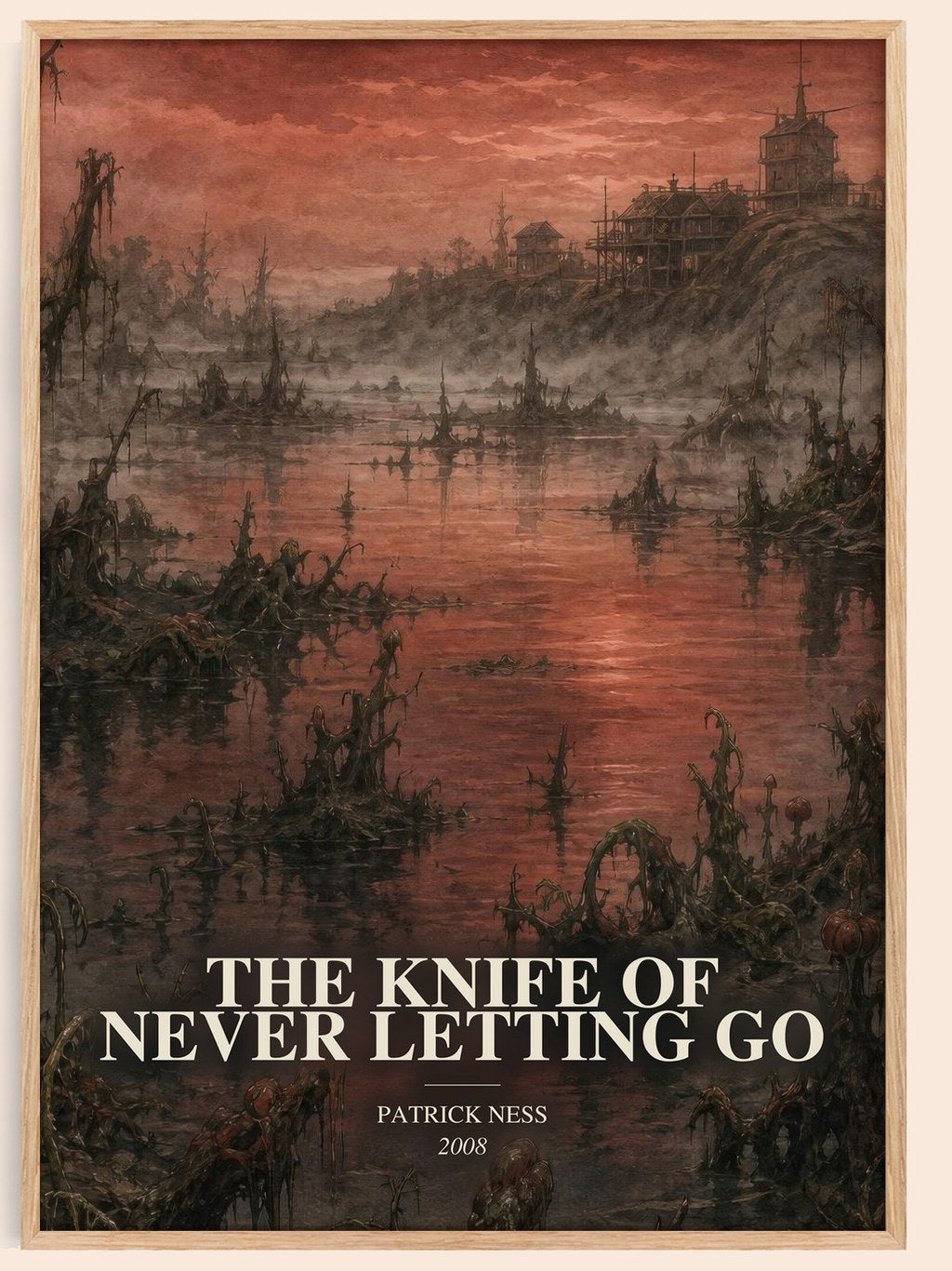 The Knife of Never Letting Go watercolour book poster by Patrick Ness – framed literary art print