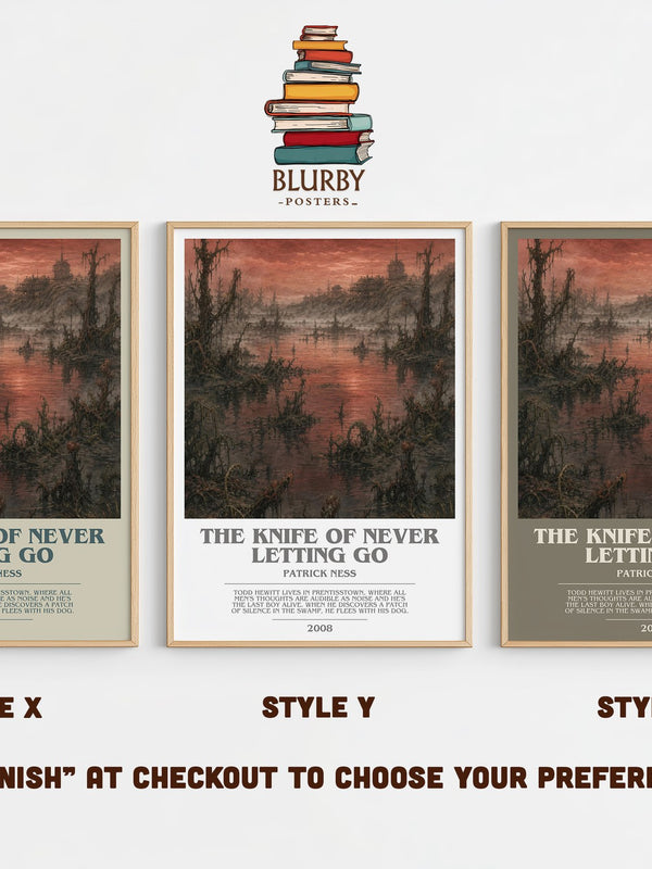The Knife of Never Letting Go bookish print in frame leaning in hallway – dystopian wall art
