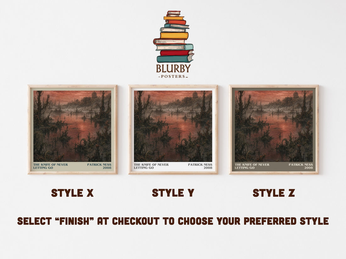 The Knife of Never Letting Go literary print in frame leaning in hallway – dystopian wall art (mockup)