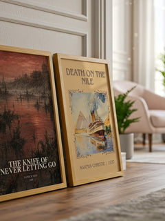 The Knife of Never Letting Go watercolour print framed by window – literary home decor