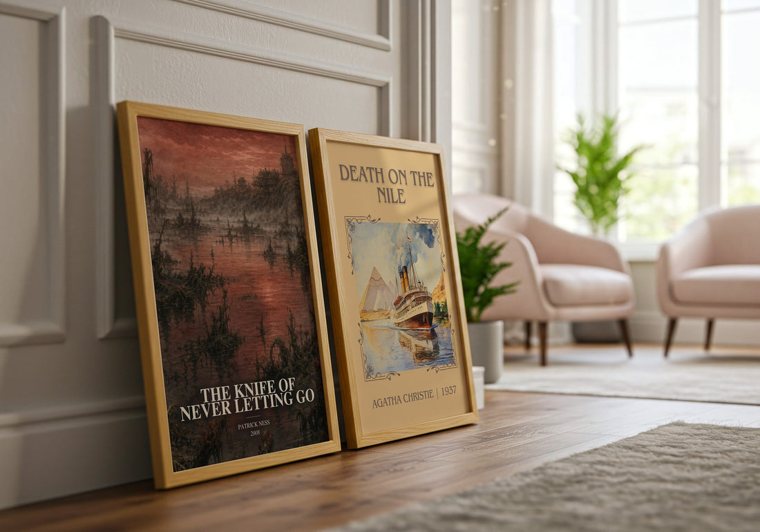 The Knife of Never Letting Go watercolour print framed by window – literary home decor