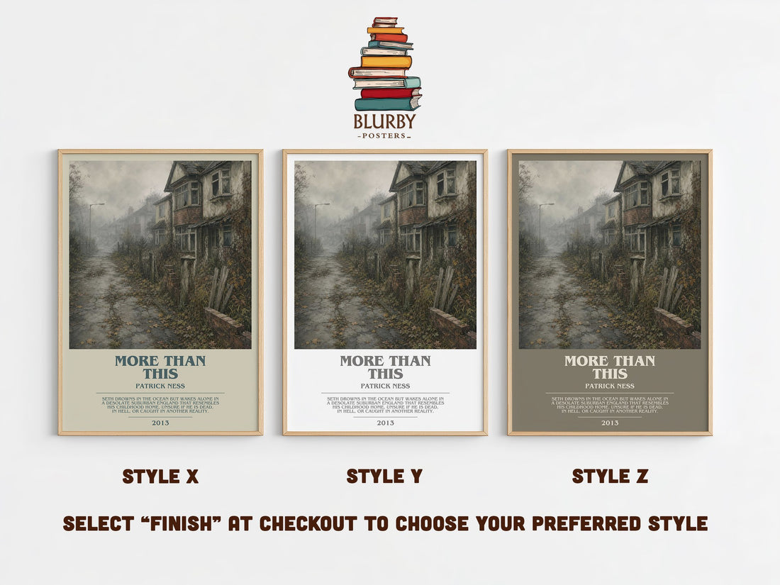 More Than This bookish print in frame leaning in hallway – young adult wall art (mockup)