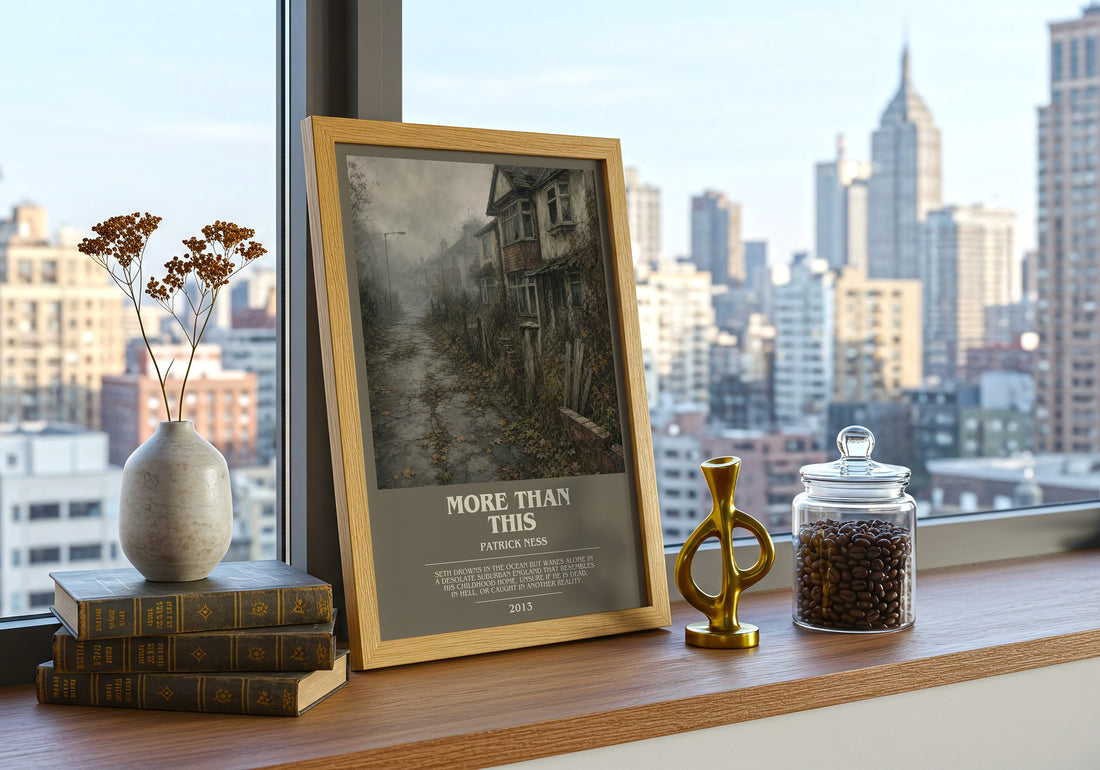 More Than This bookish print framed by window – literary home decor