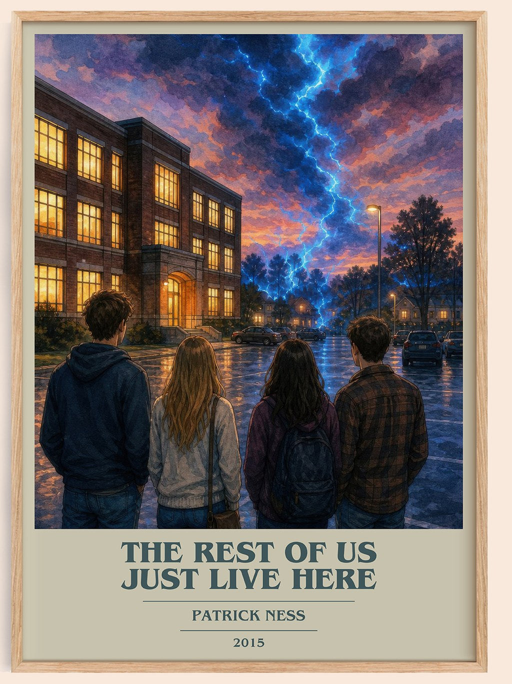 The rest of us just live here book cover book poster by Patrick Ness – framed literary art print