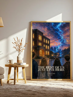 The rest of us just live here watercolour print in frame leaning in hallway – young adult wall art
