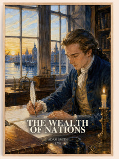 The Wealth of Nations watercolour book poster by Adam Smith – framed literary art print