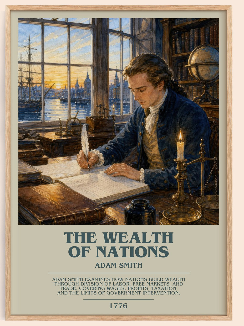 The Wealth of Nations bookish book poster by Adam Smith – framed literary art print