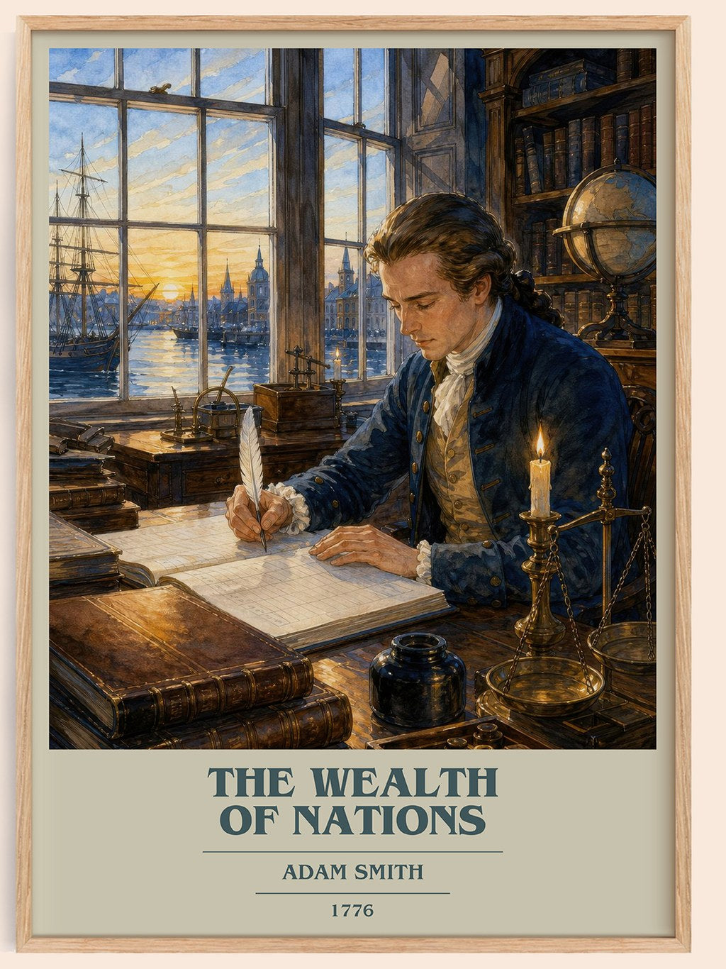 The Wealth of Nations book cover book poster by Adam Smith – framed literary art print