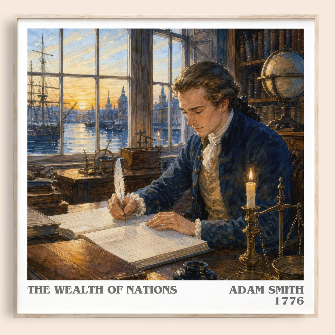 The Wealth of Nations literary book poster by Adam Smith – framed literary art print