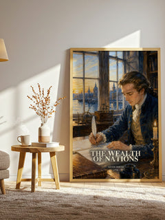 The Wealth of Nations watercolour print in frame leaning in hallway – philosophy wall art