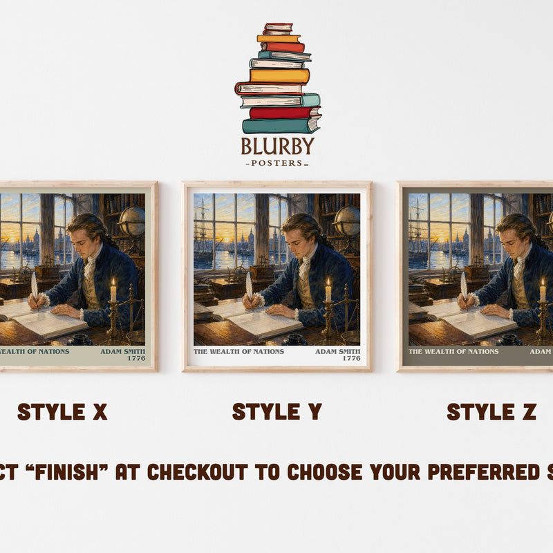 The Wealth of Nations literary print in frame leaning in hallway – philosophy wall art