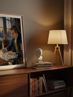 The Wealth of Nations watercolour print on bookshelf – Adam Smith fan gift