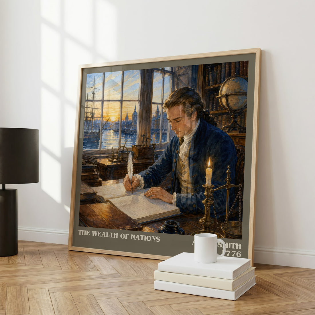 The Wealth of Nations literary print framed by window – literary home decor