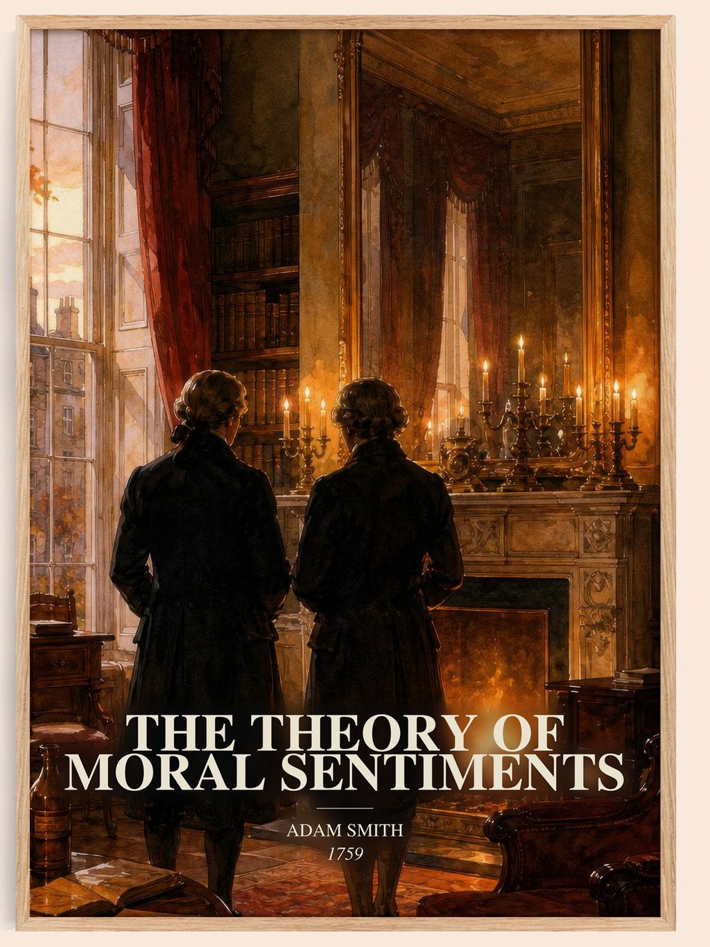 The theory of moral sentiments watercolour book poster by Adam Smith – framed literary art print