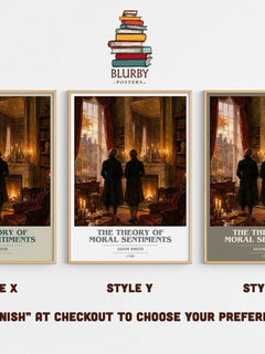 The theory of moral sentiments book cover print in frame leaning in hallway – philosophy wall art
