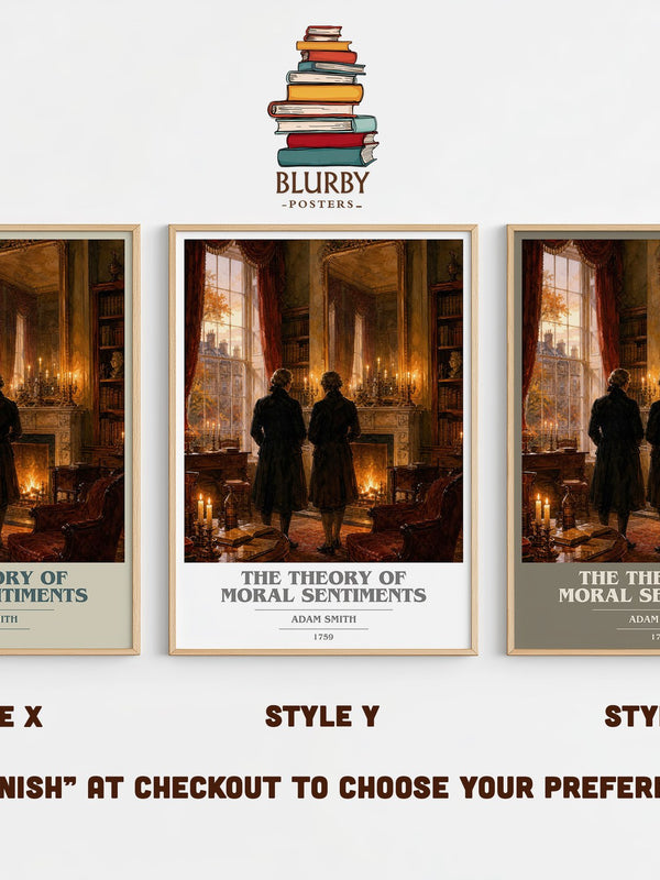 The theory of moral sentiments book cover print in frame leaning in hallway – philosophy wall art