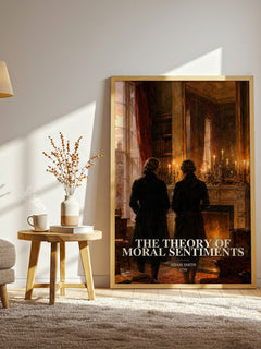 The theory of moral sentiments watercolour print in frame leaning in hallway – philosophy wall art