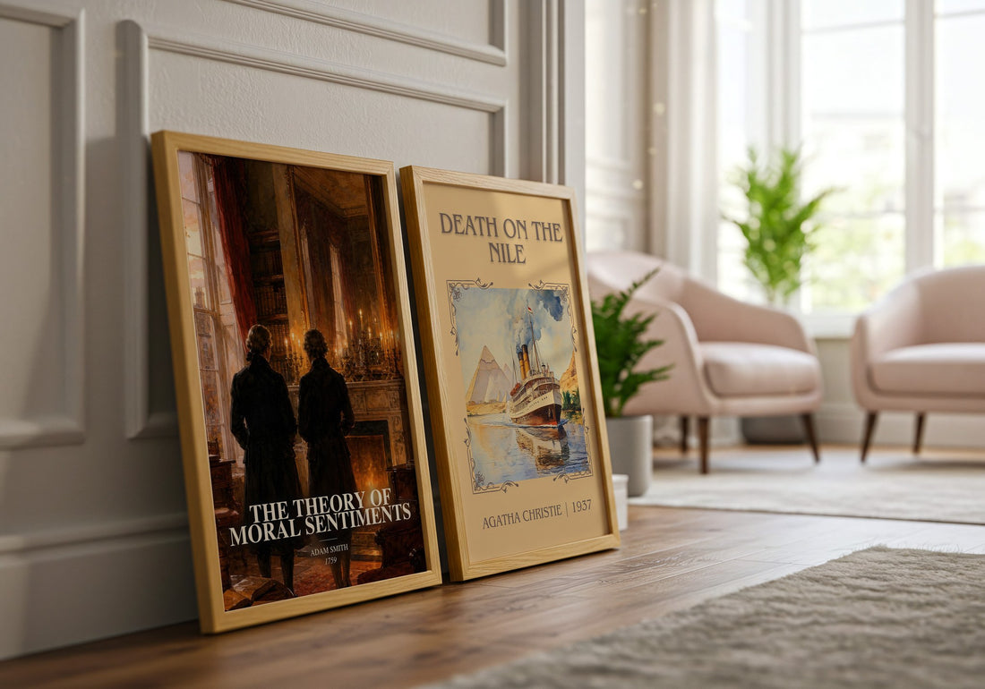 The theory of moral sentiments watercolour print framed by window – literary home decor