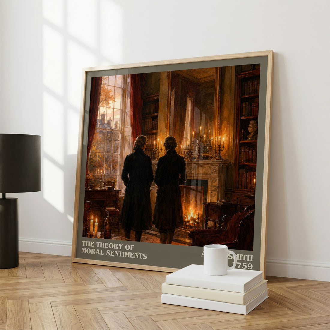 The theory of moral sentiments literary print framed by window – literary home decor