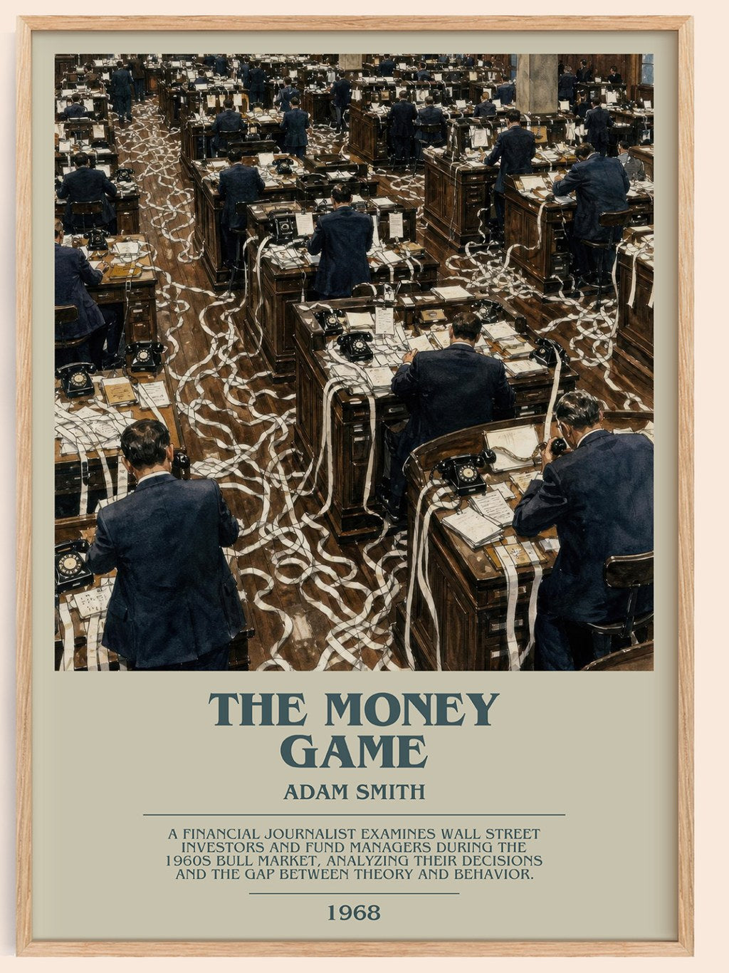 The money game bookish book poster by Adam Smith – framed literary art print