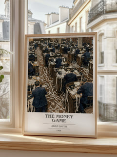 The money game book cover poster colour and style options – Adam Smith book art
