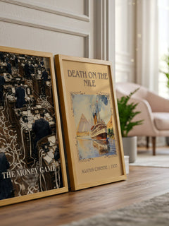 The money game watercolour print framed by window – literary home decor