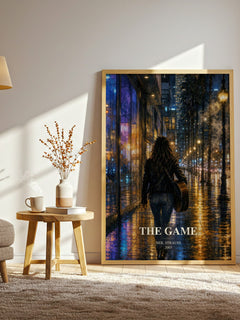 The Game watercolour print in frame leaning in hallway – memoir wall art