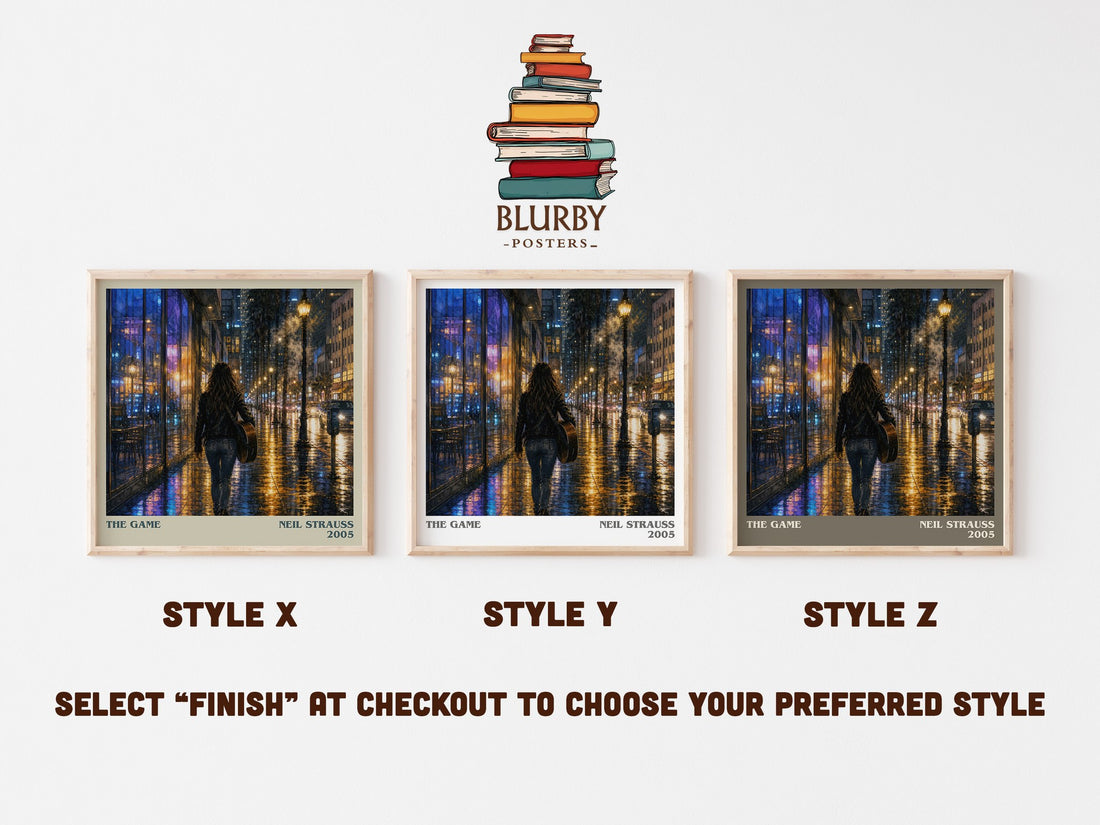 The Game literary print in frame leaning in hallway – memoir wall art (mockup)