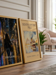 The Game watercolour print framed by window – literary home decor